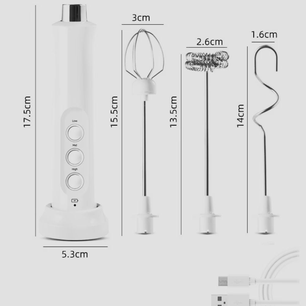 FrothPro™ 3-in-1 Rechargeable Milk Frother