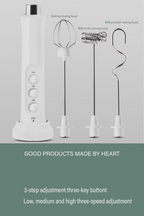 Rechargeable Electric Milk Frother | 3-in-1 Handheld Milk Foam Maker for Coffee, Matcha & Baking
