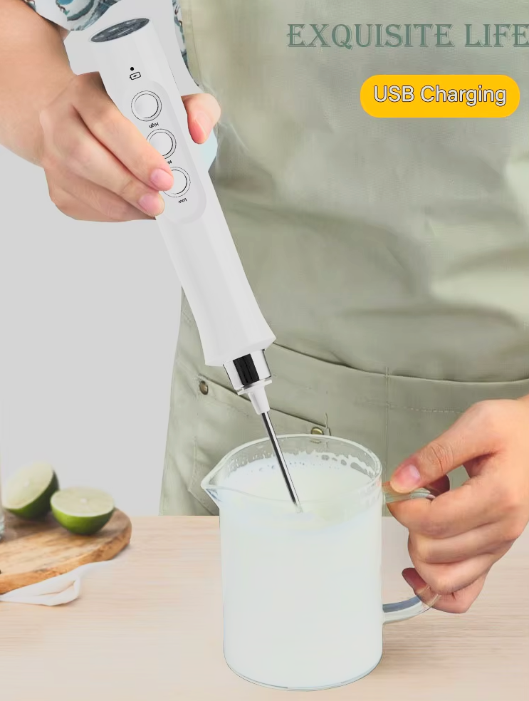 Rechargeable Electric Milk Frother | 3-in-1 Handheld Milk Foam Maker for Coffee, Matcha & Baking