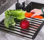 Stainless Steel Roll-Up Sink Drying Rack – Foldable Over Sink Dish Drainer & Multi-Purpose Kitchen Organizer