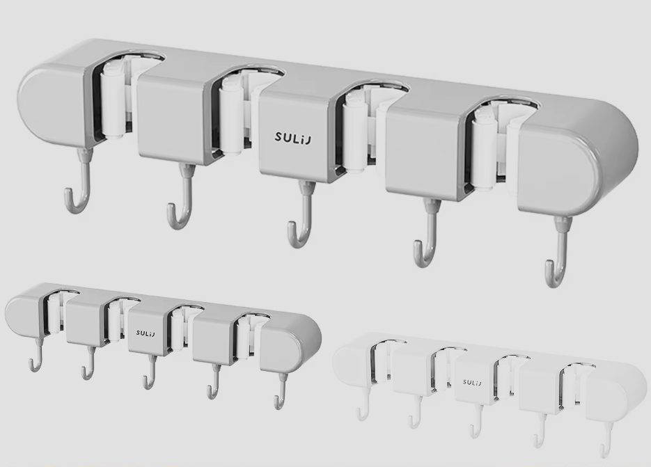 CleanGrip™ Wall-Mounted Broom & Mop Holder