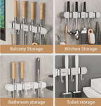 CleanGrip™ Wall-Mounted Broom & Mop Holder
