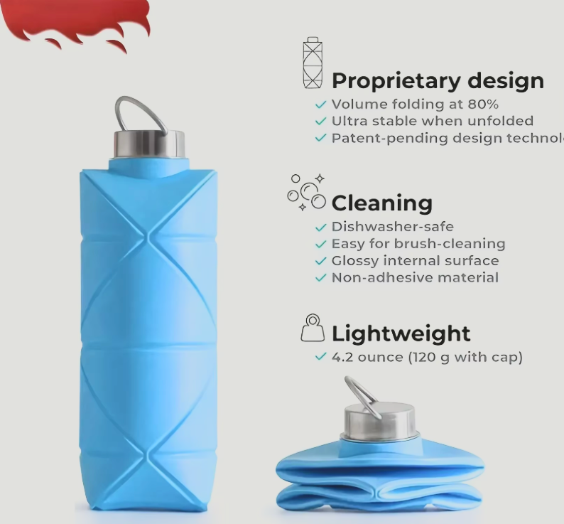 FlexiFlow™ 700ml Collapsible Sports Water Bottle