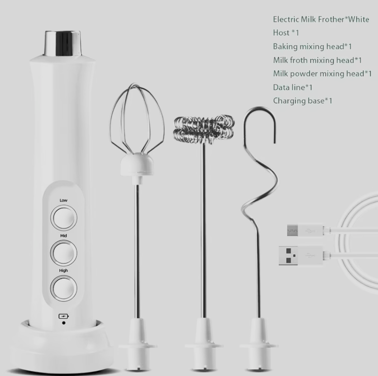 Rechargeable Electric Milk Frother | 3-in-1 Handheld Milk Foam Maker for Coffee, Matcha & Baking
